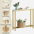 thumbnail image 5 of Narrow Console Table with Shelves - Industrial Entryway Table - White & Gold, 5 of 9