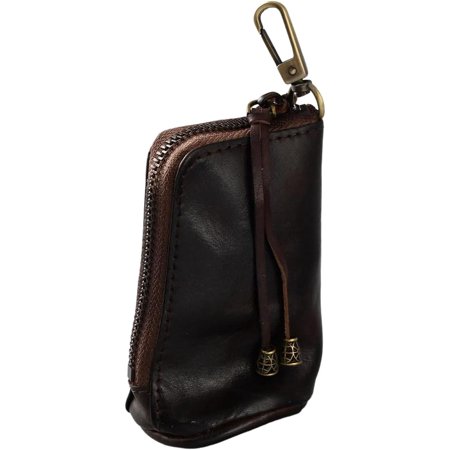 Cowhide Leather Mini Medieval Purse Keychain Middle Age Genuine Leather Zipper Coin Holder Pouch Handmade Travel Change Organizer Wallet Vintage Storage Bag for Men Women (Coffee)