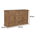 thumbnail image 5 of Tess 60 Inch Sideboard Buffet Cabinet Console, 3 Drawers, 2 Doors, Brown, 5 of 5