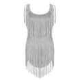 thumbnail image 4 of Bigersell Night Out Dresses for Women Sleeveless Softs Tassels Retro Dress Female Casual Dresses Women's Plus Cocktail Dresses, Style 25882, Silver M, 4 of 6