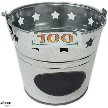 

Tip bucket metal w / star design suitable for bars clubs musicians bands street performers | bartender tip can 6 diameter x 5.5 height