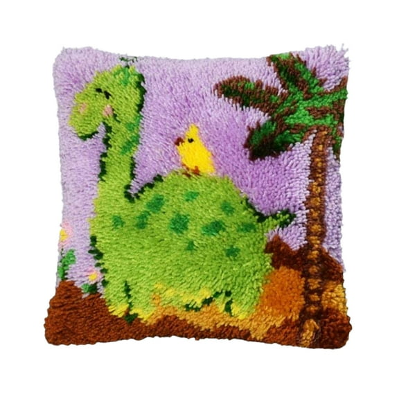 Latch Hook Pillow Kits for Adults pillow,latch hook pillow kits,Dinosaur Embroidery Creative Craft Home Decor Ideal for Learning Pillow Making 43×43cm/17*17in