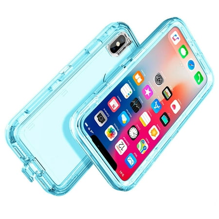 FIEWESEY iPhone X Case,Heavy Duty Defender Cover Full Armor Body Shockproof Protection Bumper,3 in1 Layers Hybrid TPU Rugged Rubber with Hard PC Panel Compatible with iPhone X/XS(Blue)