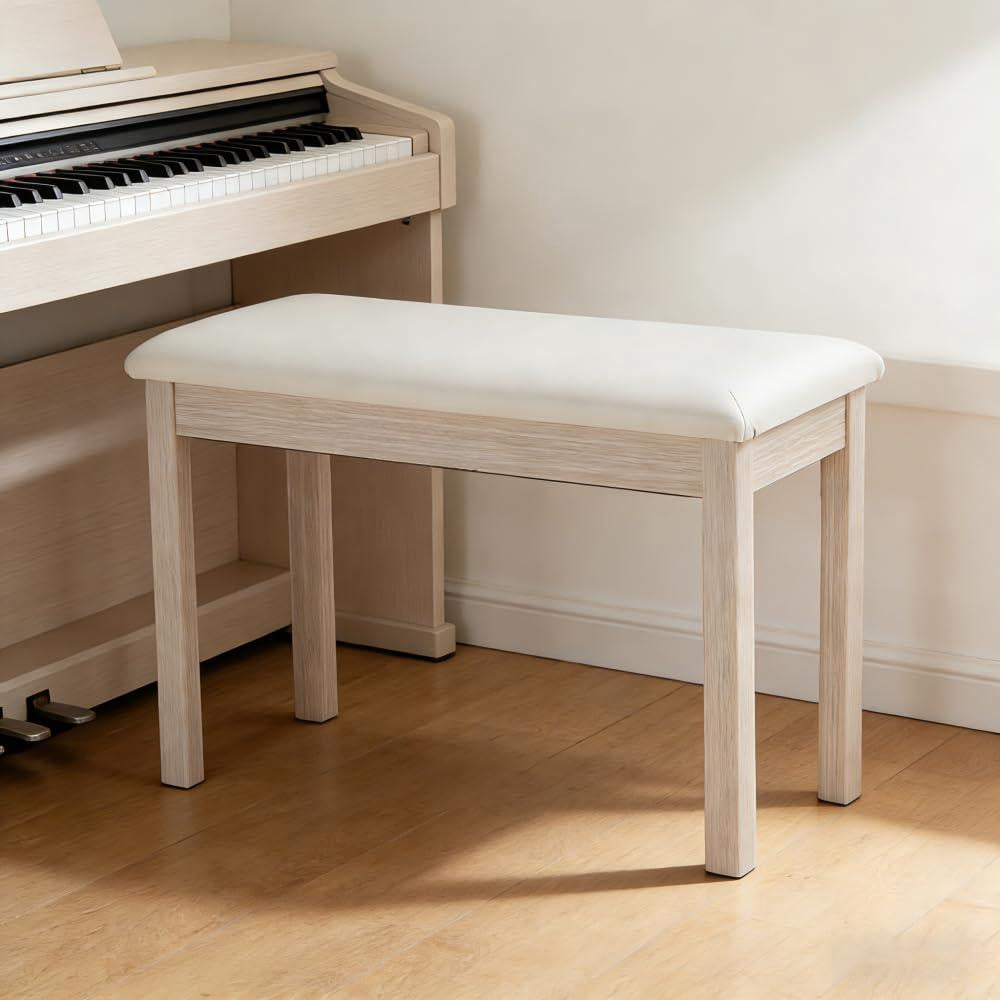 S100 Solid Wood Duet Piano Bench With Storage  Stool Padded Cushion Keyboard Bookcase Chair And Seat. High-density Sponges. (beige)