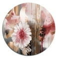 thumbnail image 3 of Designart "Floral Fantasies Pink and Gold II" Abstract Floral Metal Round Wall Art, 3 of 5