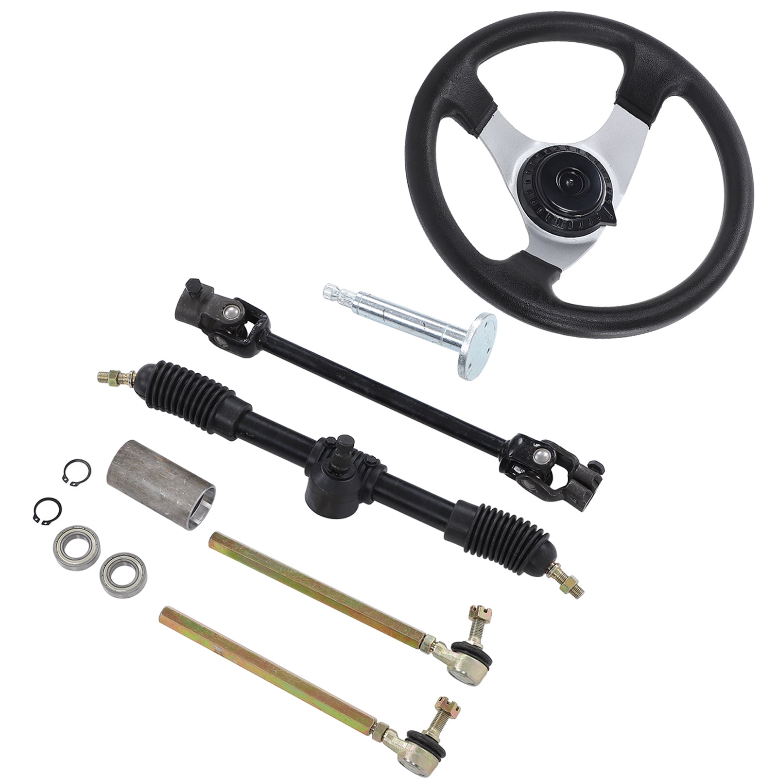 Shaft Tie Rod Rack Kit, 300mm Diameter Go Kart Steering Wheel Assembly Durable For 150cc250cc