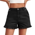 thumbnail image 2 of UDAUDU Denim Shorts Women High Waisted 2026 Summer Ruffle Shorts Casual Cute Cotton Outdoor Short Jeans with Pockets Black S, 2 of 4