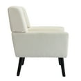 thumbnail image 4 of Modern Linen Fabric Accent Chair with Tufted Backrest, Flared Legs and Armrest, Upholstered Ergonomics Chair with Wooden Frame, Reading Armchair for Living Room Bedroom, Beige, 4 of 9