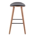 thumbnail image 3 of Contemporary Home Living Set of 2 Walnut and Black Faux Leather Counter Stools 27", 3 of 5