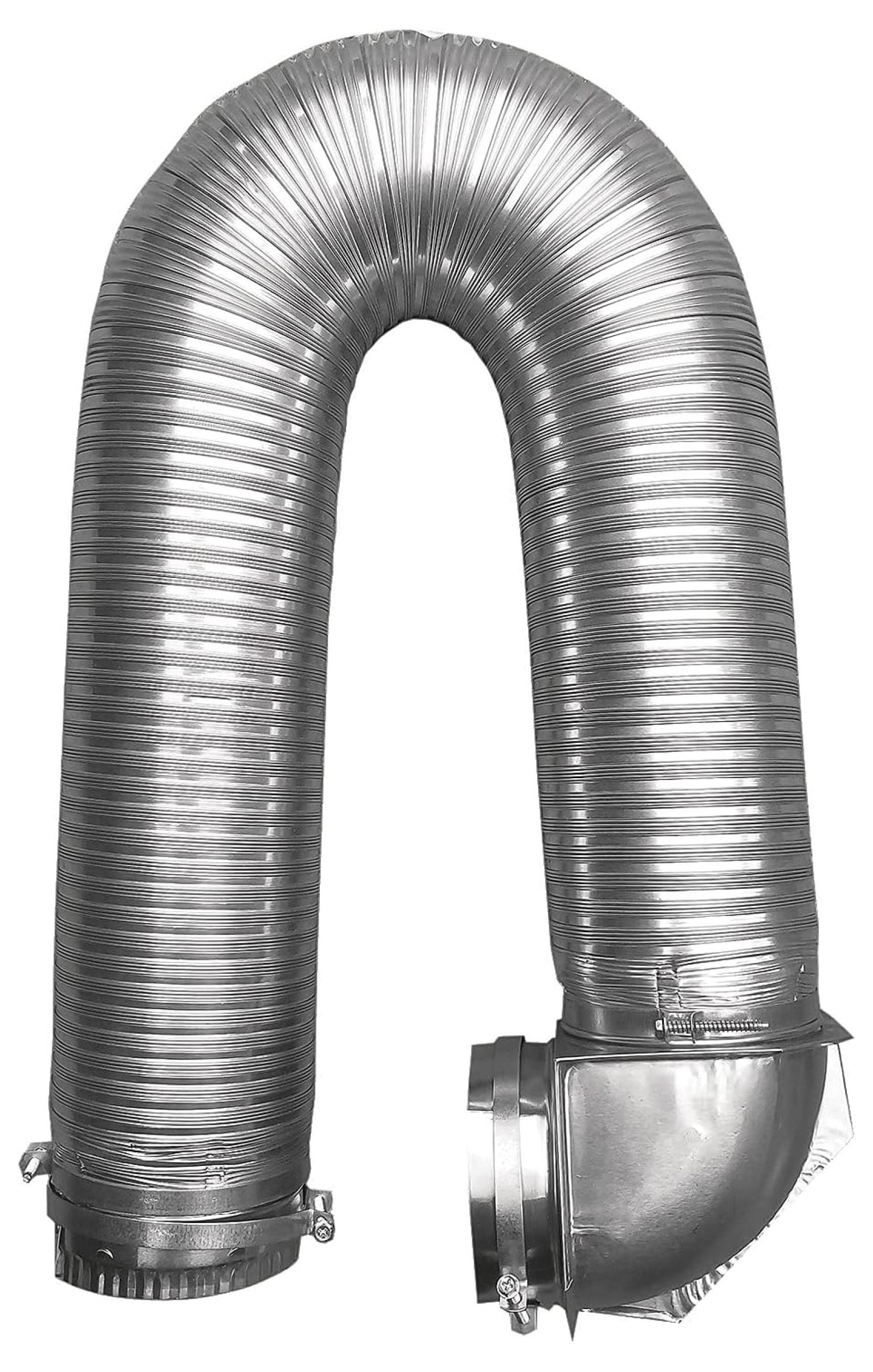 084718 All Metal SAF-T Single Elbow Dryer Vent Duct Kit, UL Listed, 4" Diameter x 8' Length, Silver - Durable & Fire-Resistant