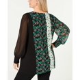 thumbnail image 5 of Alfani Womens Mixed Print Pullover Blouse, Green, 3X, 5 of 7