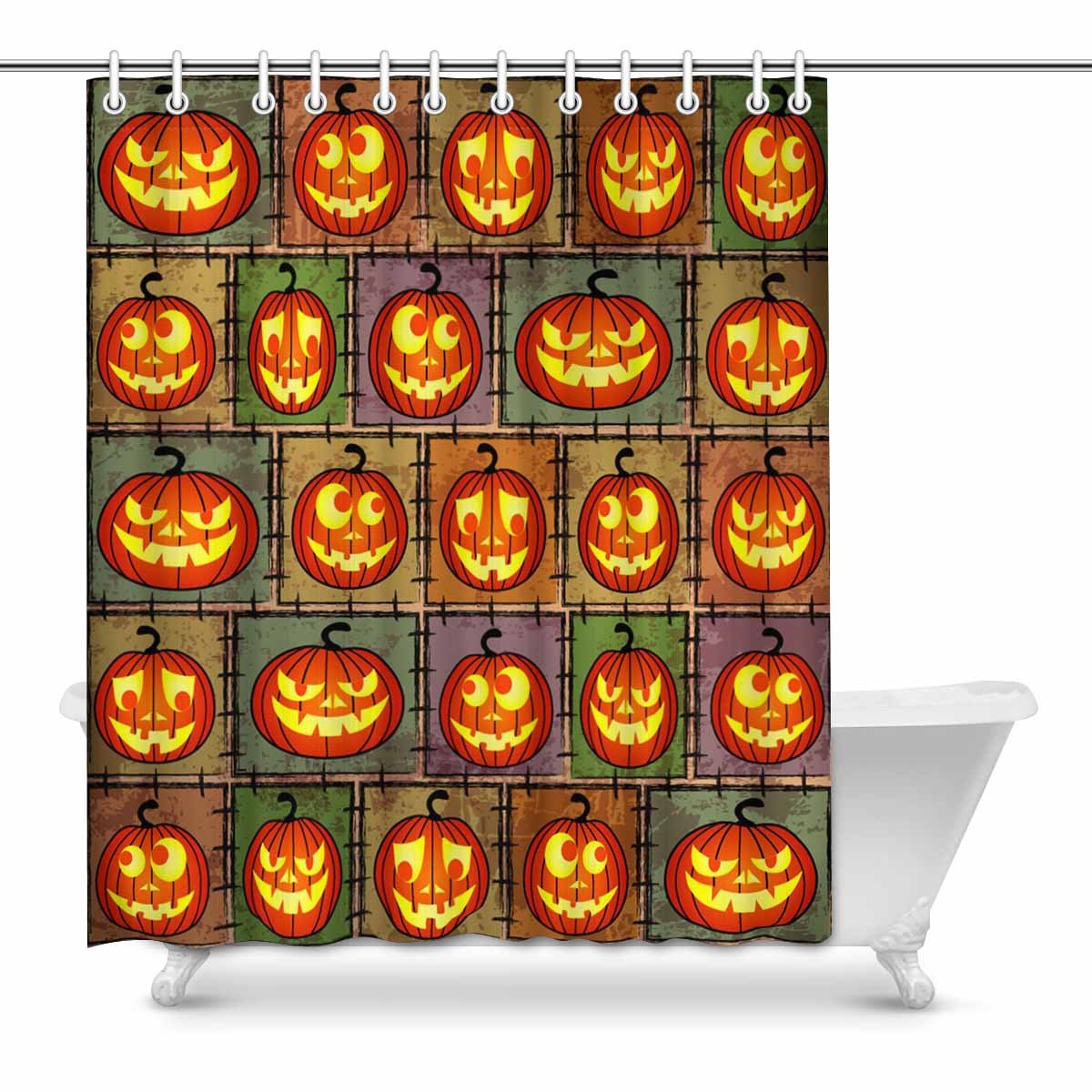 Pop Halloween Shabby Background With Funny Pumpkins Shower Curtain Bathroom Decor Set 60x72 Inch Walmart Canada