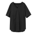 thumbnail image 4 of Mens Shirts,Summer British Mens Shirt Solid Color Short Sleeve Youth Popular Leisure Shirt Mens T Shirt,Hawaiian Shirt for Men,Mens T-shirts(Color:Black,Size:L), 4 of 5