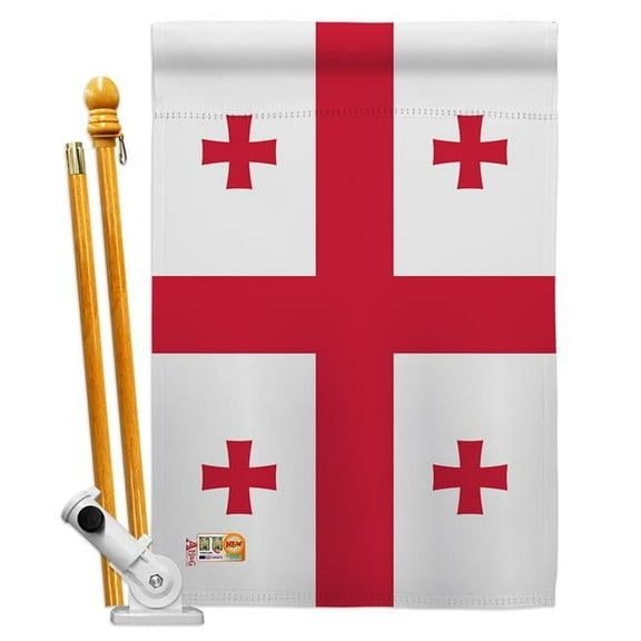 Americana Home & Garden AA-SS-HS-140511-IP-BO-D-US18-AG 28 x 40 in. Georgia States Impressions Decorative Vertical Double Sided House Flag Set & Pole Bracket Hardware Flag Set