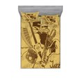 thumbnail image 2 of Music Bedding Set with Sheet & Covers, Jazz Music Equipments with Vintage Background Retro Style in Music Themed Print, Printed Bedroom Decor 2 Shams, 4 Sizes, Cream Brown, by Ambesonne, 2 of 3