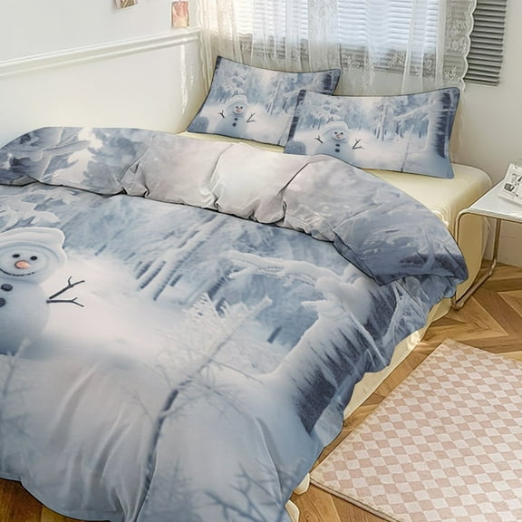 Merry Christmas Snowman Christmas Tree Bedding Set Couple Bedclothes Pillowcase Customized Home Textiles Bed Set for Bedroom Decoration