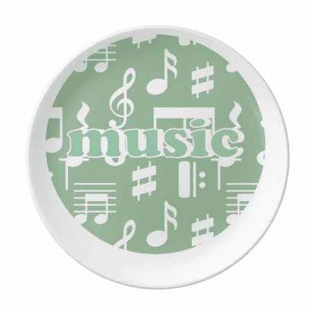 

White Music Notes Green Plate Decorative Porcelain Salver Tableware Dinner Dish