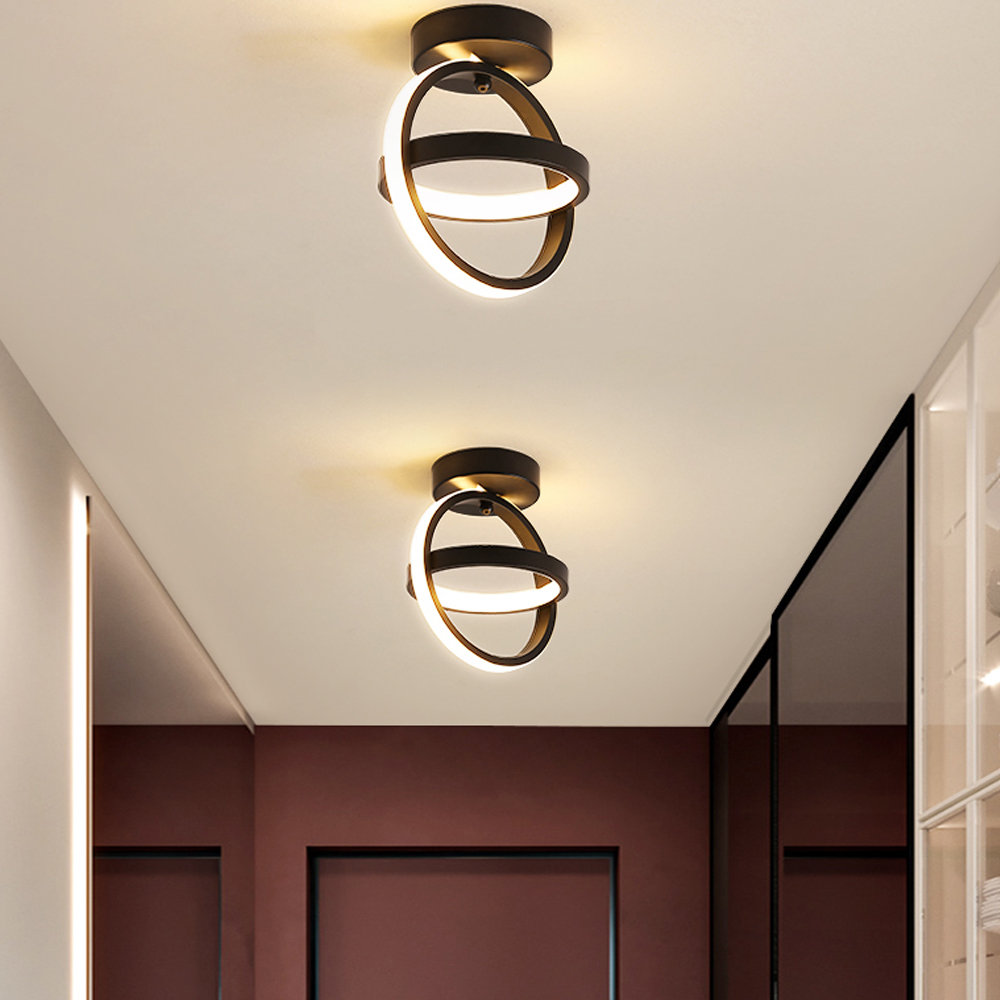 ADISUN Led Ceiling Light Fixture,Black Circle Modern Led Ceiling Lamp for Hallway Bedroom Kitchen Bathroom Cloakroom Balcony (Warm White)