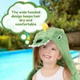 thumbnail image 5 of Dznils Kids Dinosaur Flannel Hooded Bath Towels, Soft Absorbent Beach Towel, Green, 5 of 11