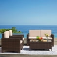 thumbnail image 6 of Devoko 4 Pieces Patio Conversation Set PE Rattan Wicker Furniture Sofa Set Furniture Set, Beige, 6 of 8