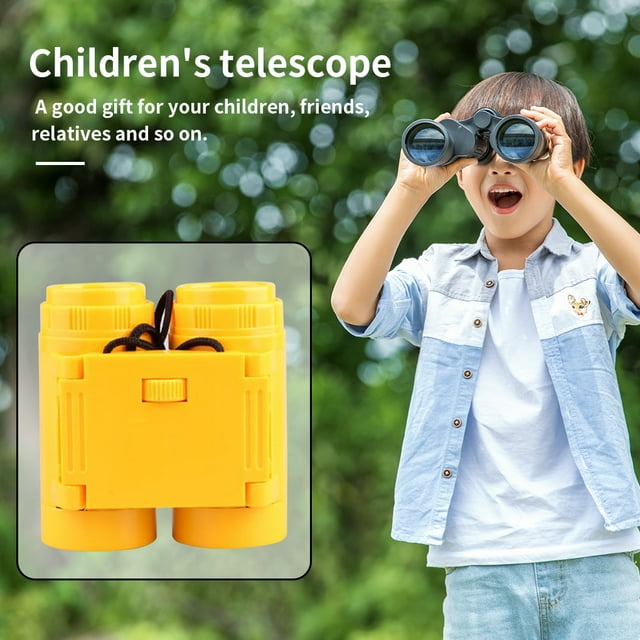 Télescope Jumeau Portable pour Enfants Pliable Haute Résolution Outil d'Observation Extérieure Jumeau Haute Résolution pour Enfants, Jaune