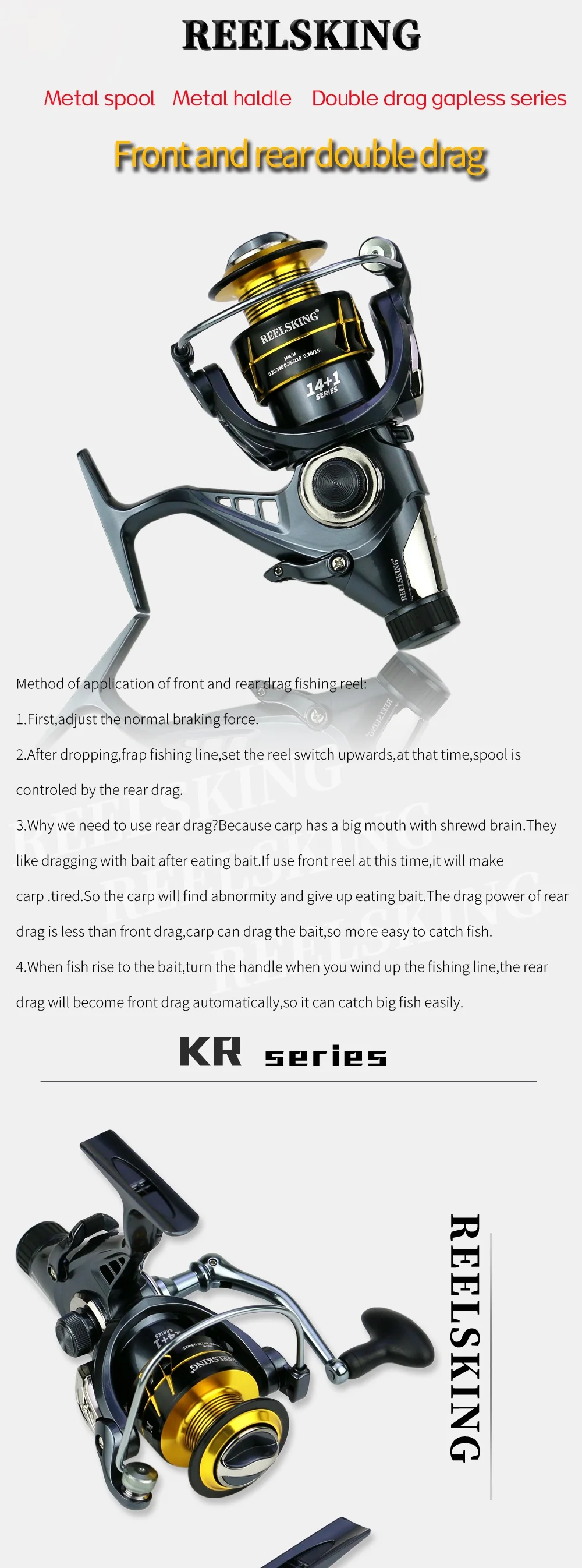 Metal Left/Right Hand Spinning Fishing Reel Freshwater/Saltwater Carp Fishing Reel Ahead/Post Double Brake Smooth Casting Reel