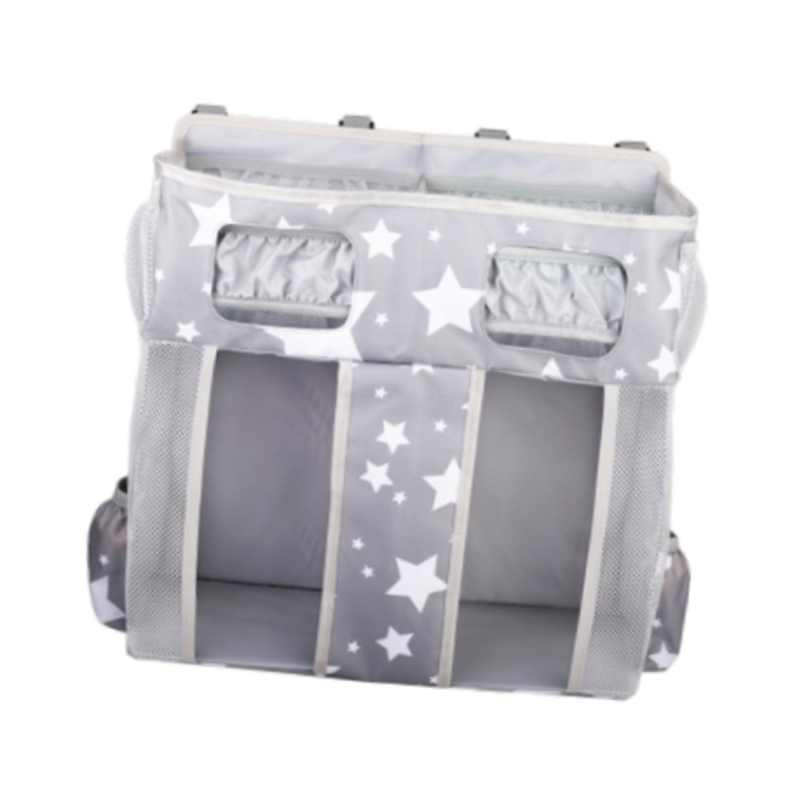 WeiLaiKeQi Hanging Diaper Organizer Spacious Changing Table Playard Baby Diaper Stacker Gray White Stars