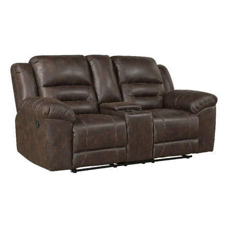 Henry Manual Double Reclining Loveseat- Console- Dark Brown Microfiber