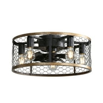 20"Small Flush Mount Ceiling Fan with Light and Remote Control,Caged Ceiling Fan with 6-Speed Reversible DC Motor