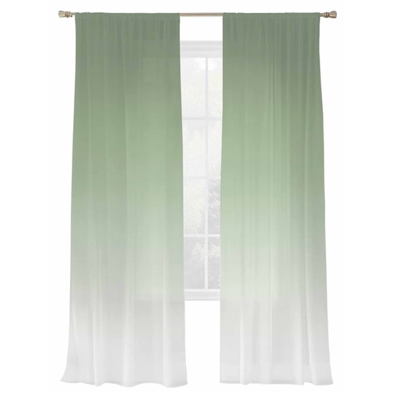 Sage Green Sheer Curtains 84 Inches Long 2 Panels and White Ombre Color Gradient Light Filtering Semi Sheer Window Curtains Drapes for Bedroom Living Room 52"x84"x2