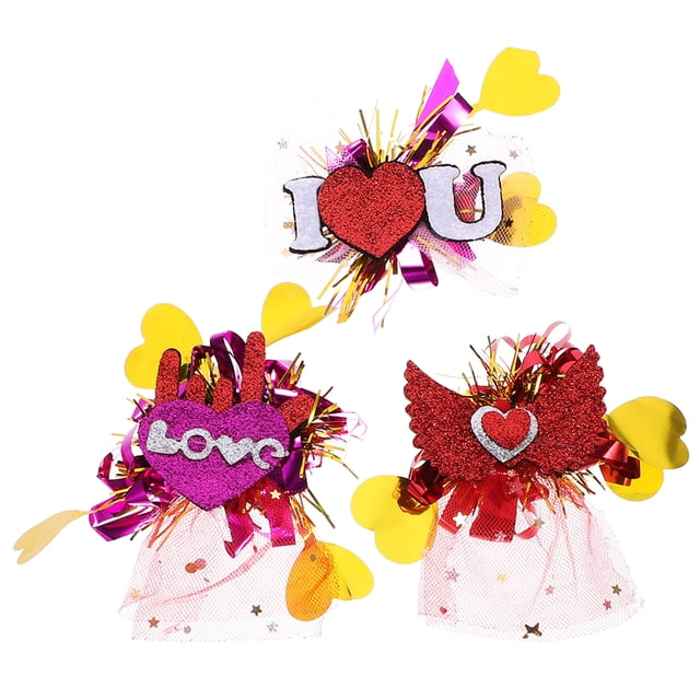 GOOHOCHY 3 pinzas para el pelo para San Valentín, horquillas para el pelo con purpurina, accesorios para el pelo con estilo.