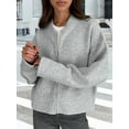 thumbnail image 4 of Female'S Chunky Knit Zip-Up Cardigan Sweater,Fall Open Front Long Sleeve Ribbed Knit Outerwear Coats Grey M, 4 of 8