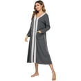 thumbnail image 3 of Aibrou Women Nightgown Long Loose Zipper Front Housecoat Sleepwear Houedress with Pockets Long Sleeve，Mulit-color, 3 of 7