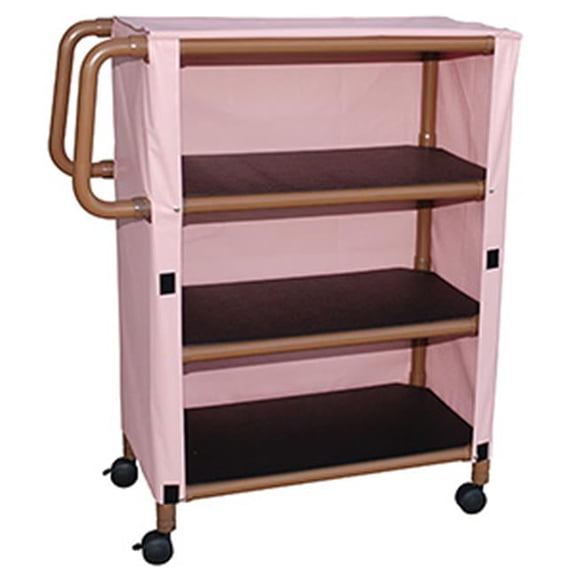 MJM International WT332-3C Woodtone 3-shelf utility & linen cart with mesh