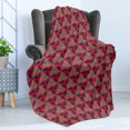 thumbnail image 4 of Geometric Soft Flannel Fleece Throw Blanket, Triangle Dimension Fractal Modern Style Mosaic Hexagon Graphic, Cozy Plush for Indoor and Outdoor Use, 70" x 90", Reseda Green Ruby Red, by Ambesonne, 4 of 5