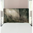thumbnail image 1 of Gothic Headboard, Photo of Dark Forest Scenery Sunbeams and Fog Vintage Nostalgic Colors Fantasy Art, Upholstered Decorative Metal Bed Headboard with Memory Foam, Twin Size, Brown, by Ambesonne, 1 of 4