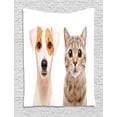 thumbnail image 1 of Pet Lover Tapestry, Close Up Portraits of Jack Russell Terrier Dog and Scottish Straight Cat Photo, Wall Hanging for Bedroom Living Room Dorm Decor, 60"W X 80"L, Multicolor, by Ambesonne, 1 of 2