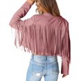 thumbnail image 3 of Chaqueta Corta con Flecos PRETTYGARDEN en Rosa Oscuro, 3 of 9