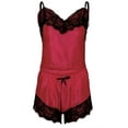 thumbnail image 5 of ORQ Women Lace Suspender Solid Color Sexy Babydoll 2PCs Pajamas Set, 5 of 6