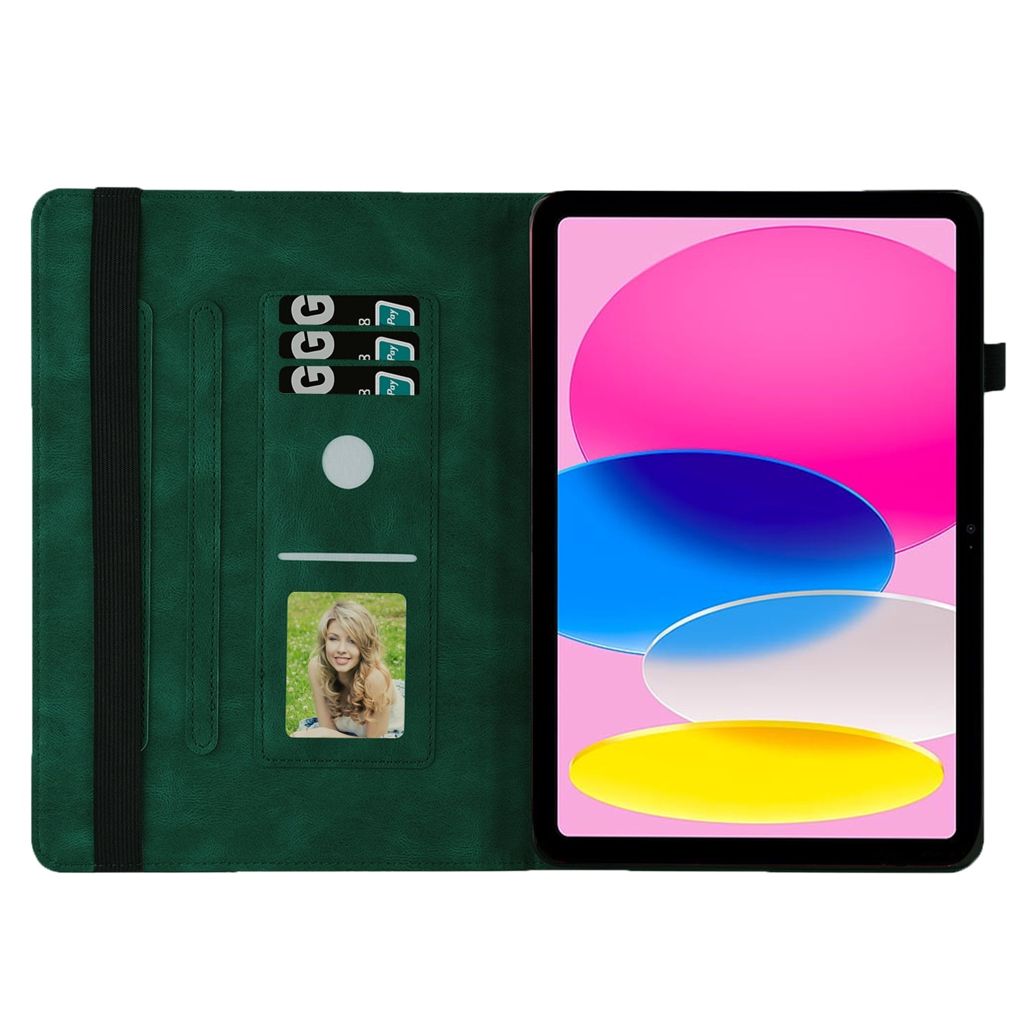 TECH CIRCLE iPad Case for iPad 10th Generation 2022, Slim Folio Stand Butterfly Embossed PU Leather Magnetic Wallet Cover with Pencil Holder & Elastic Strap for iPad 10th Generation 10.9" 2022,Green