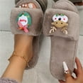 thumbnail image 3 of Aayomet Heated Slippers Women Color Cartoon Christmas Decoration Plush Casual Flat Cotton Slippers (Khaki, 8), 3 of 5
