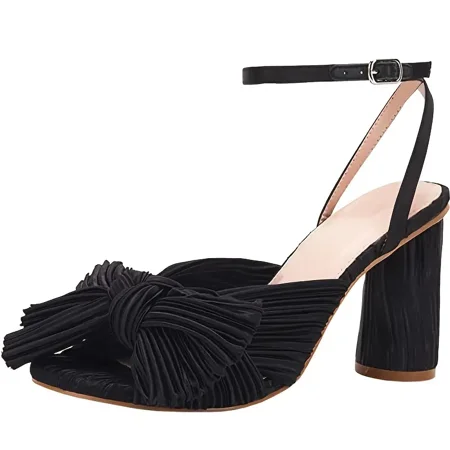 

Women‘s Ankle Strap Sandals Open Toe Bow Tie Decor Chunky Heel Solid Color High Heels Women‘s Fashion Pumps