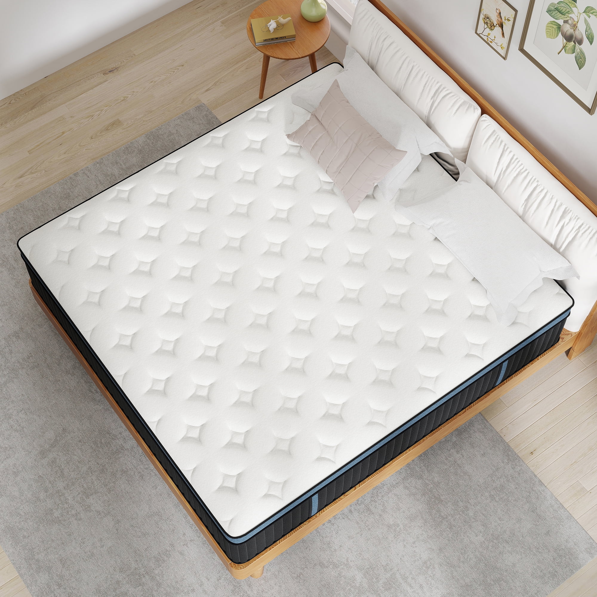 Kviwasha Twin Mattress 14 inch Memory Foam and Spring Hybrid Mattress in a Box Pressure Relief, Breathable