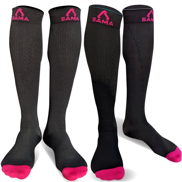 2 Paires Chaussettes de Compression pour Femmes et Hommes 20-30 mmhg SAMA DILIGENCE