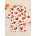 thumbnail image 4 of Michellecmm  Baby Girls Halloween Romper Pumpkin Print Long Sleeve Jumpsuits, 4 of 9