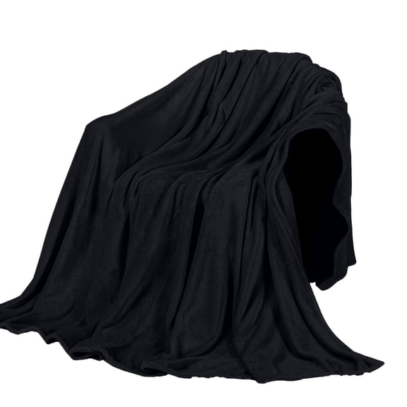 AUHomi Super Soft Fuzzy Fleece Throw Blanket for Couch Sofa 27.6" x 19.7", Decorative Solid Lightweight Velvet Blanket, Cozy Accent Shaggy Micro Plush Flannel Blankets for Bedroom Dorm, Black