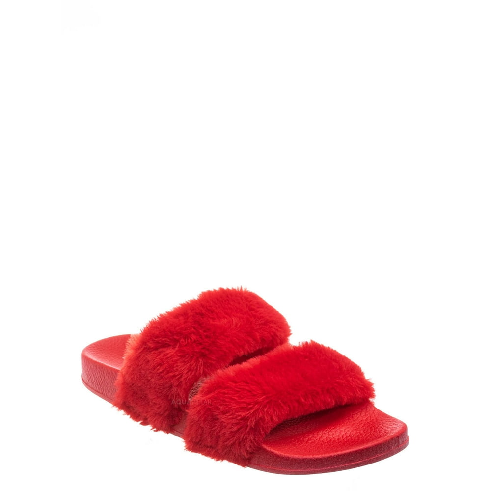 two strap fluffy sandals