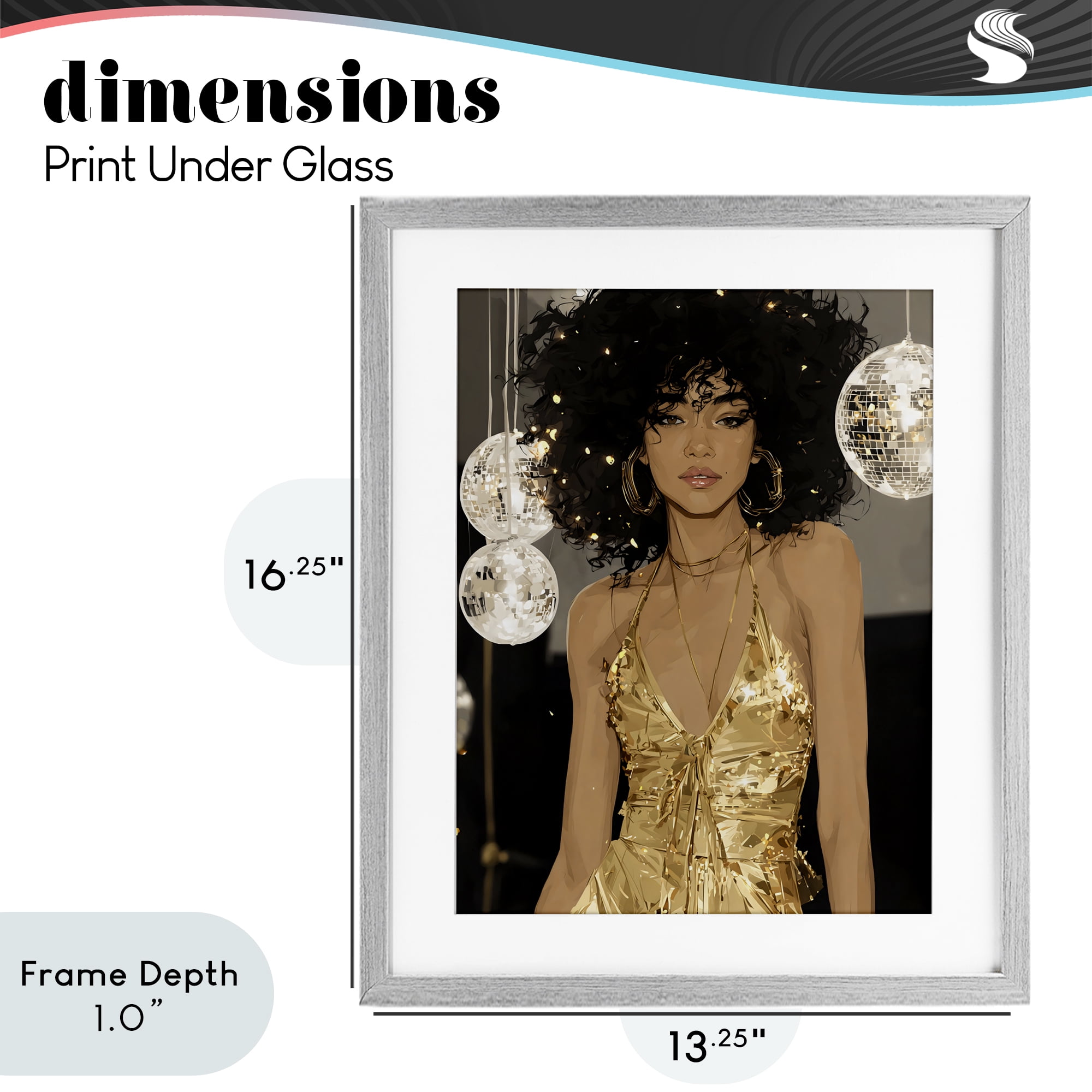 Stupell Industries Golden Disco Dream Party Gray Framed Print Under Glass, design by Franklyn Gregory
