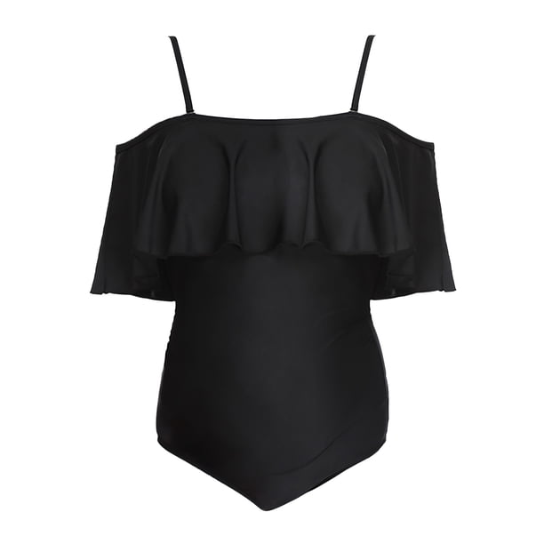 Gibobby Trajes de Baño Mujer Traje de baño Bikini de triángulo dividido para mujer Conjunto de traje de baño de color sólido estampado(Negro,G)