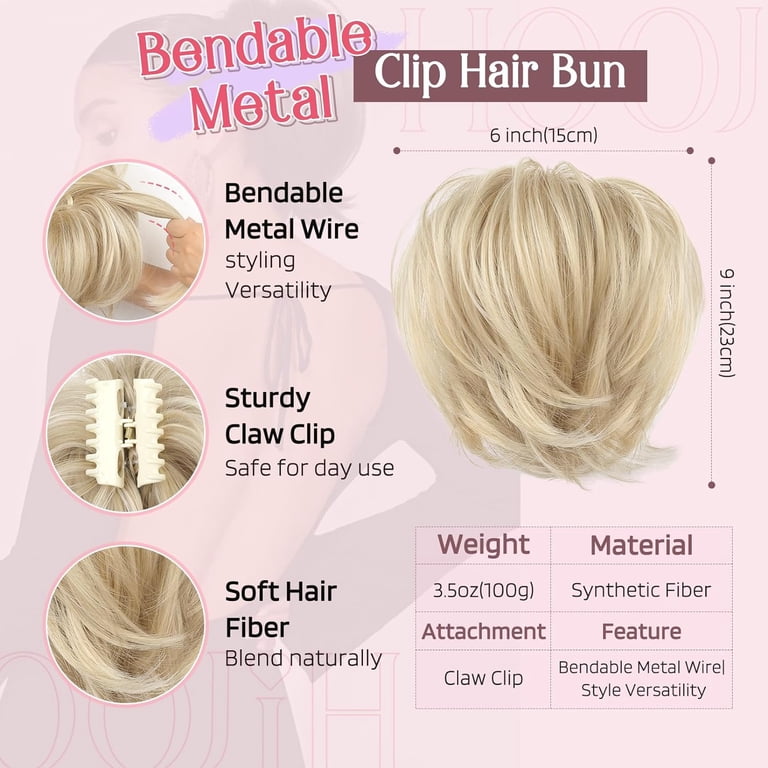 Messy Bun Hair Piece, Claw Clip in Straight Hair Bun 9 Inch  display picture 1